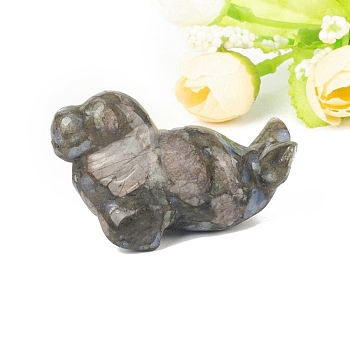 Natural Glaucophane Carved Healing Sea Dog Figurines, Reiki Energy Stone Display Decorations, 50.8mm