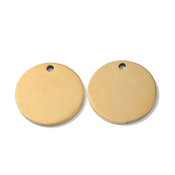 304 Stainless Steel Pendants, Stamping Blank Tag, Flat Round Charm, Real 18K Gold Plated, 17x1.3mm, Hole: 1.6mm