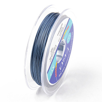 Tiger Tail Beading Wire, 7-Strand Bead Stringing Wire, Nylon Coated Stainless Steel Wire, Steel Blue, 24 Gauge, 0.5mm, about 32.8 Feet(10m)/roll