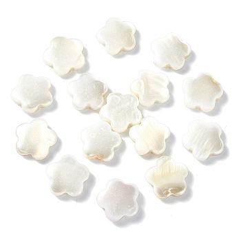 30Pcs Electroplate Natural Freshwater Shell Beads, Flower, Seashell Color, 10.5x11x3mm, Hole: 0.8mm