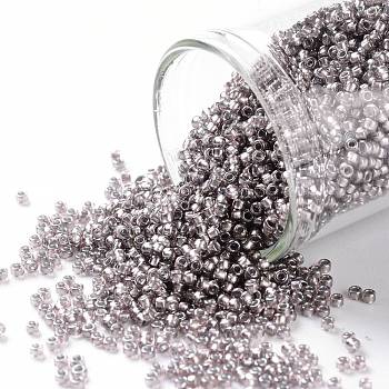 TOHO Round Seed Beads, Japanese Seed Beads, (1010) Silver Lined Light Amethyst Semi Matte, 15/0, 1.5mm, Hole: 0.7mm, about 3000pcs/bottle, 10g/bottle