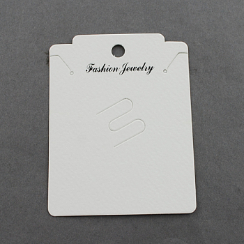 Cardboard Necklace Display Cards, Rectangle, White, 79x61x0.5mm