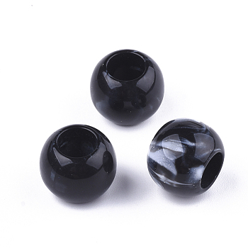 Acrylic Beads, Imitation Gemstone Style, Rondelle, Black, 11.5x9.5mm, Hole: 5.5mm, about 760pcs/500g