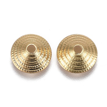 Eco-Friendly Brass Bead Cap, Long-Lasting Plated, Cone, Golden, 9x4mm, Hole: 1.6mm