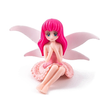 Mini PVC Fairy, White Wing, Figurine, Dollhouse Decorations, Red, 83x61mm