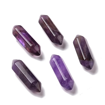 Natural Amethyst Beads, Healing Stones, Reiki Energy Balancing Meditation Therapy Wand, No Hole, Faceted, Double Terminated Point, 22~23x6x6mm