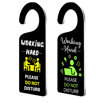 Acrylic Notice Door Hanger Sign, Public Warning Sign, Please Wash Your Hands, Word, 240x90x5mm, 2pcs/set