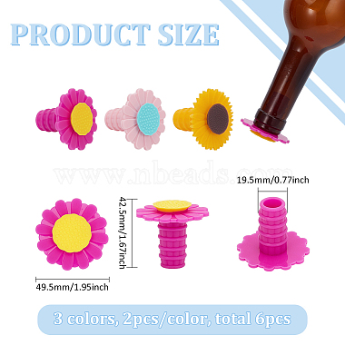 6Pcs 3 Colors Silicone Wine Bottle Stoppers(AJEW-BC0006-68)-2