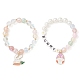 2Pcs 2 Style Easter Theme Glass & Shell Pearl Beaded Stretch Bracelets Set(BJEW-TA00304)-1