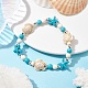Turtle & Starfish Synthetic Turquoise Beaded Stretch Bracelet(BJEW-JB09968-01)-2