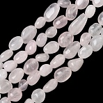 Natural Rose Quartz Beads Strands, Tumbled Stone, Nuggets, 6~14x6~8x4~6mm, Hole: 1mm, about 20~24pcs/strand, 7.09~7.48''(18~19cm)(G-C286-A32)