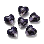 Handmade Gold Sand Lampwork Beads, Heart with Leopard Print, Dark Slate Blue, 15.5~16x16x10.5mm, Hole: 1mm(LA-T031-01A)