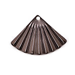 Environmental Protection Electroplating Brass Pendants, Fan, Gunmetal, 14.5x19.5x0.8mm, Hole: 1mm(KK-WH0077-18B)