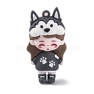 The 12 Chinese Zodiac Girl Doll PVC Plastic Pendants, Dog, 56x30x25mm, Hole: 3mm(X1-KY-S172-16L)