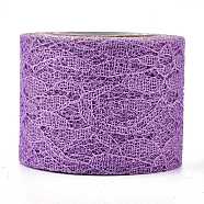 Sparkle Lace Fabric Ribbons, with Glitter Powder, for Wedding Party Decoration, Skirts Decoration Making, Orchid, 2 inch(5cm), 10 yards/roll(9.14m/roll)(X-OCOR-K004-C12)