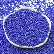 TOHO Round Seed Beads, Japanese Seed Beads, (87DF) Transparent AB Frost Cobalt, 8/0, 3mm, Hole: 1mm, about 10000pcs/pound(SEED-TR08-0087F)