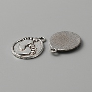 Tibetan Style Alloy Pendants, Oval with Footprint Charms, Antique Silver, 22x17x2mm, Hole: 1.6mm(FIND-CJC0012-058)