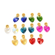 Glass European Dangle Charms, with Alloy Tube Bails, Large Hole Pendants, Heart, Golden, Mixed Color, 25.5mm, 14pcs/set(PALLOY-JF01008)
