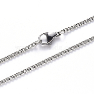 304 Stainless Steel Curb Chain Necklace, with Lobster Claw Clasp, Stainless Steel Color, Link: 2x1.5x0.4mm, 19.68 inch(50cm)(NJEW-S420-001A-P)