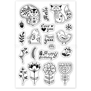 PVC Plastic Stamps, for DIY Scrapbooking, Photo Album Decorative, Cards Making, Stamp Sheets, Plant & Animal Pattern, 16x11x0.3cm(DIY-WH0167-56A)