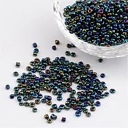 12/0 Iris Round Glass Seed Beads, Colorful, 2mm, Hole: 1mm, about 3304pcs/50g(X-SEED-A009-2mm-605)