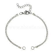 Iron Rhinestone Strass Chains Bracelet Makings, with 304 Stainless Steel Open Jump Rings, Platinum, 7 inch(17.7cm)(AJEW-JB01170)