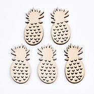 Undyed Natural Wooden Cabochons, Laser Cut, Pineapple, Antique White, 39.5x18x2mm(WOOD-S058-038)