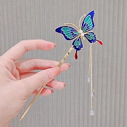 Alloy Enamel Hair Sticks, Butterfly, Blue, 185x59mm(PW-WG20273-03)