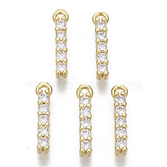 Brass Micro Pave Cubic Zirconia Charms, Nickel Free, Letter, Clear, Real 18K Gold Plated, Letter.I, 13.5x3x2.5mm, Hole: 1.2mm(X-KK-T060-05-I-G-NF)