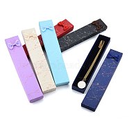 Cardboard Necklace Jewelry Boxes, with Bowknot Ribbon Outside and Black Sponge Inside, Rectangle, Mixed Color, 21x4x2.5cm(CBOX-N013-027)