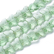 Transparent Glass Beads, Faceted, Butterfly, Pale Green, 12x14.5x7.5mm, Hole: 1mm(GLAA-Q066-14mm-B12)