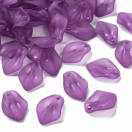 Transparent Frosted Acrylic Pendants, Petaline, Dark Orchid, 24x17x4mm, Hole: 1.8mm(MACR-S371-03A-743)