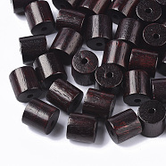Natural Sandalwood Beads, Waxed Wooden Beads, Dyed, Column, Coconut Brown, 12x12mm, Hole: 2.5mm(X-WOOD-S665-01D-01)