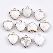 Electroplate Natural Howlite Pendants, with Cadmium Free & Nickel Free & Lead Free Iron Findings, Faceted, Heart, Golden, 16~17x14~15x6~7mm, Hole: 1.8mm(G-T112-03J)