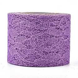 Sparkle Lace Fabric Ribbons, with Glitter Powder, for Wedding Party Decoration, Skirts Decoration Making, Orchid, 2 inch(5cm), 10 yards/roll(9.14m/roll)(X-OCOR-K004-C12)