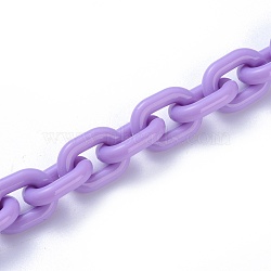 Acrylic Handmade Cable Chains, Oval, Purple, 19x14x4mm, about 23.62 inch(60cm)/strand(AJEW-JB00527-05A)