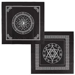 2 Sheets 2 Style Non-Woven Fabric Tarot Tablecloth for Divination, Tarot Card Pad, 12 Constellations Pendulum Tablecloth, Black, 500x500x0.5mm, 1 sheet/style(AJEW-CN0001-62A)