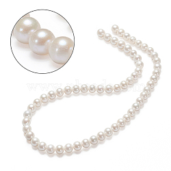 Natural Cultured Freshwater Pearl Beads Strands, Round, PeachPuff, 7~8mm, Hole: 0.8mm, about 60pcs/strand, 15.75 inch(PEAR-E002-25-01)