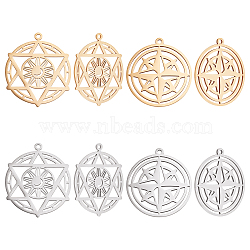 Unicraftale 8Pcs 4 Style Ion Plating(IP) 201 Stainless Steel Pendants, Laser Cut, Star, Mixed Color, 2pcs/style(STAS-UN0033-03)