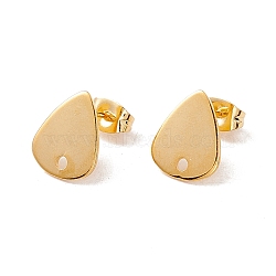 201 Stainless Steel Stud Earring Findings, with Ear Nuts and 304 Stainless Steel Pins, Teardrop with Hole, Real 24K Gold Plated, 12x10mm, Hole: 1.5mm, Pin: 0.7mm(X-STAS-G266-08G)