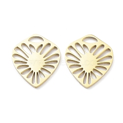 Ion Plating(IP) 316L Surgical Stainless Steel Charms, Laser Cut, Heart Charm, Real 18K Gold Plated, 13.5x12x1mm, Hole: 2x1mm(STAS-Q247-10G)