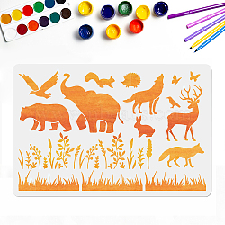 PET Hollow Out Drawing Painting Stencils, for DIY Scrapbook, Photo Album, Animal Pattern, 400x600mm(DIY-WH0427-0006)