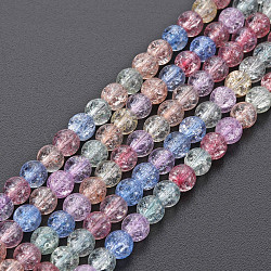 Crackle Glass Beads Strands, Dyed & Heated, Round, Colorful, 4mm, Hole: 0.8mm, about 98~100pcs/strand, 15.35 inch(39cm)(GLAA-S192-B-006B)