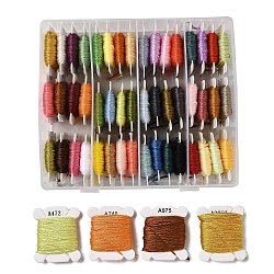 48 Cards 48 Colors 6-Ply Polyester Embroidery Floss, Cross Stitch Threads, Mixed Color, 0.5mm, about 8.75 Yards(8m)/card, 1 card/color(OCOR-K006-C03)