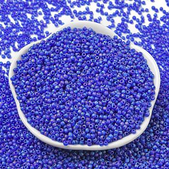 TOHO Round Seed Beads, Japanese Seed Beads, (87DF) Transparent AB Frost Cobalt, 8/0, 3mm, Hole: 1mm, about 10000pcs/pound