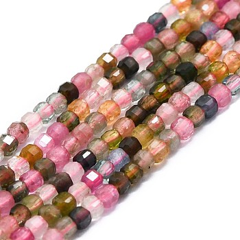 Grade A Natural Tourmaline Beads Strands, Faceted, Cube, 2x2x2mm, Hole: 0.6mm, about 182pcs/strand, 15.16''~15.55''(38.5~39.5cm)