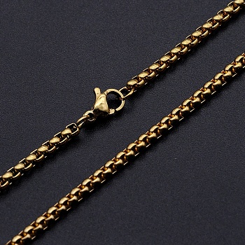201 Stainless Steel Box Chain Necklace, with Lobster Claw Clasps, Golden, 18.11 inch(46cm) long, Link: 3x2.5x1.5mm
