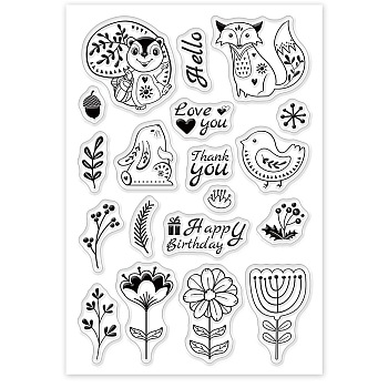 PVC Plastic Stamps, for DIY Scrapbooking, Photo Album Decorative, Cards Making, Stamp Sheets, Plant & Animal Pattern, 16x11x0.3cm