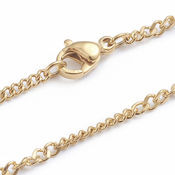304 Stainless Steel Figaro Chain Necklaces, with Lobster Claw Clasps, Golden, 1.8~2.0mm Width 19.88 inch(50.5cm)