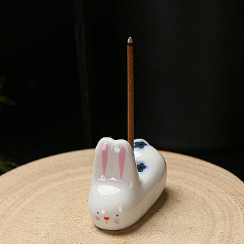 Porcelain Incense Burners, Incense Holders, Home Office Teahouse Zen Buddhist Supplies, Rabbit, 25x43x23mm